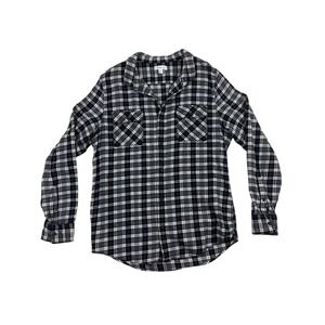 The Rail Plaid Flannel Button-up Long Sleeve Lightweight Shirt Mens Size XL Blue